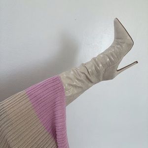 Knee-High Leather Stiletto-Heeled boots *SOLD*